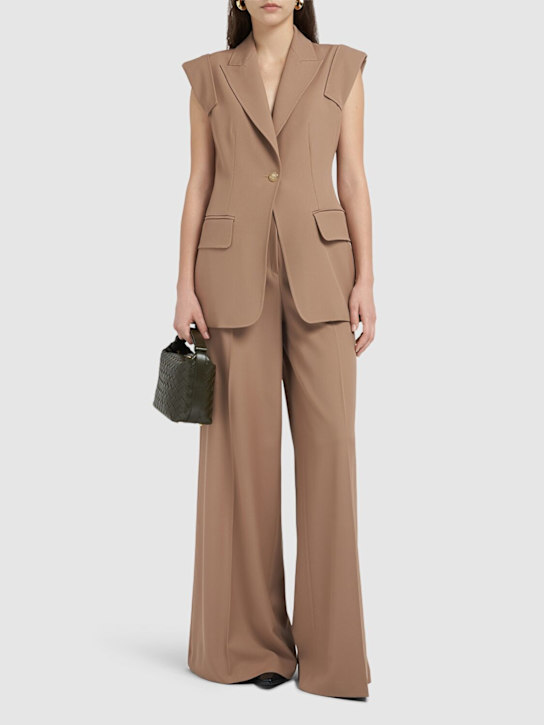 Max Mara: Ninfa gabardine wide pants - Camel - women_1 | Luisa Via Roma