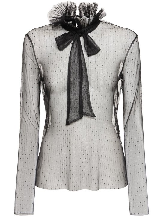 Philosophy Di Lorenzo Serafini: Sheer tulle shirt - Black - women_0 | Luisa Via Roma