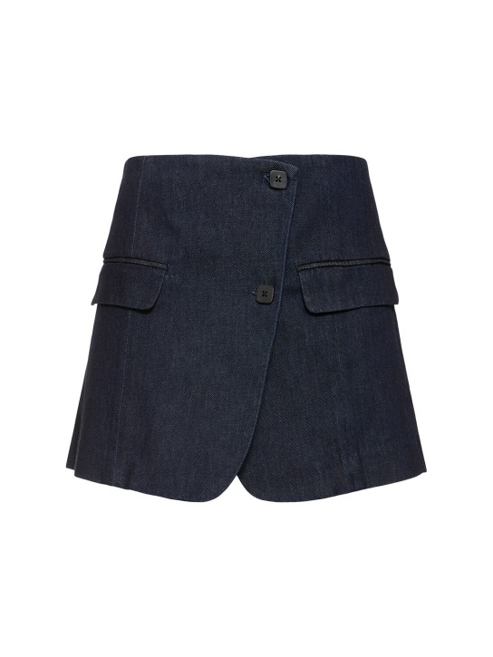 The Garment: Enya cotton denim wrap mini skirt - Dark Blue - women_0 | Luisa Via Roma