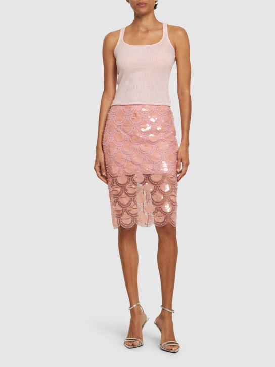 Rotate: Embellished pencil midi skirt - Pink/Multi - women_1 | Luisa Via Roma