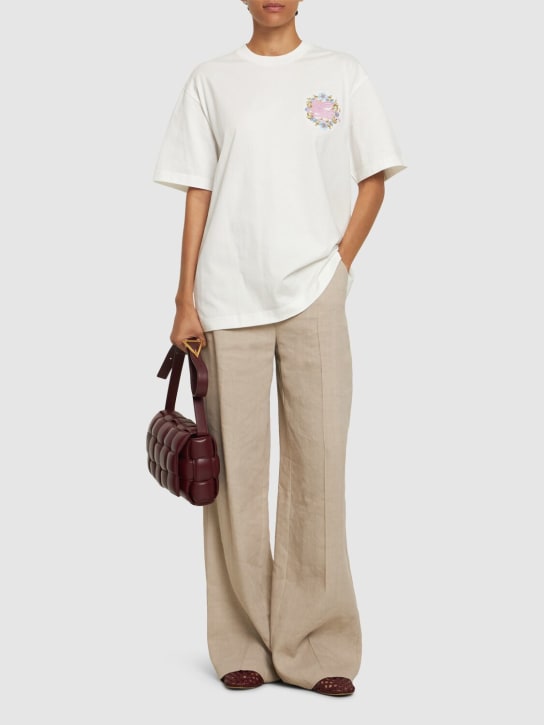 Etro: Cotton crewneck t-shirt w/embroidery - women_1 | Luisa Via Roma