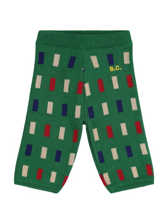 Bobo Choses: Cotton knit pants - Green - kids-girls_0 | Luisa Via Roma