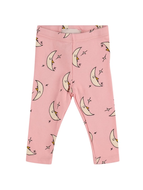 Bobo Choses: Moon print organic cotton leggings - Pink - kids-girls_0 | Luisa Via Roma