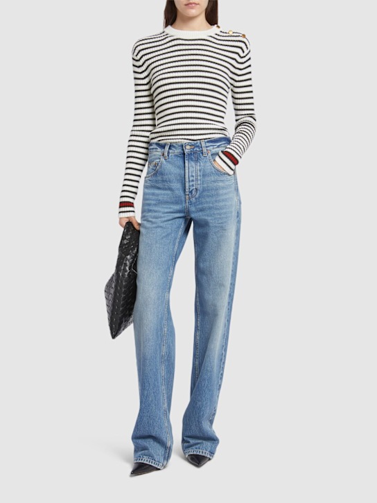 Max Mara: Lari striped rib wool sweater - women_1 | Luisa Via Roma