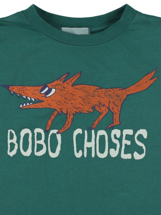 Bobo Choses: T-shirt in cotone organico con stampa - Verde Scuro - kids-boys_1 | Luisa Via Roma