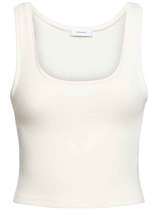 Wardrobe.nyc: Crop stretch cotton jersey tank top - women_0 | Luisa Via Roma