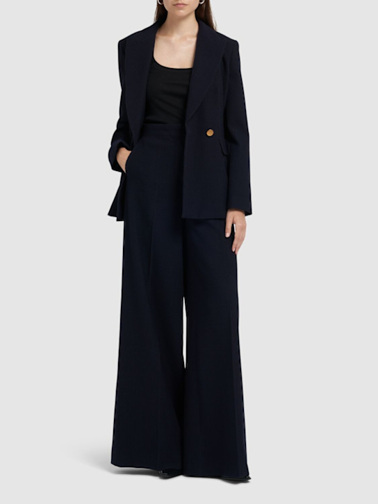 Max Mara: Osol wool blend wide pants - Blue - women_1 | Luisa Via Roma