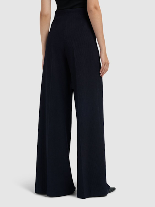 Max Mara: Osol wool blend wide pants - Blue - women_2 | Luisa Via Roma