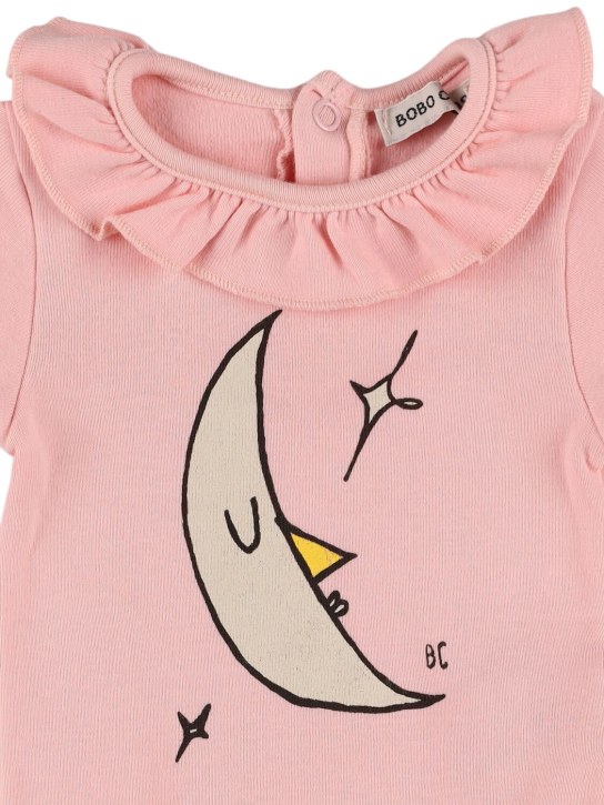 Bobo Choses: Moon printed organic cotton bodysuit - Pink - kids-girls_1 | Luisa Via Roma