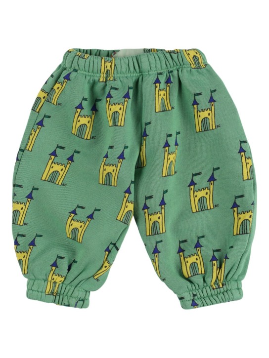 Bobo Choses: Castle print organic cotton sweatpants - Green - kids-boys_0 | Luisa Via Roma