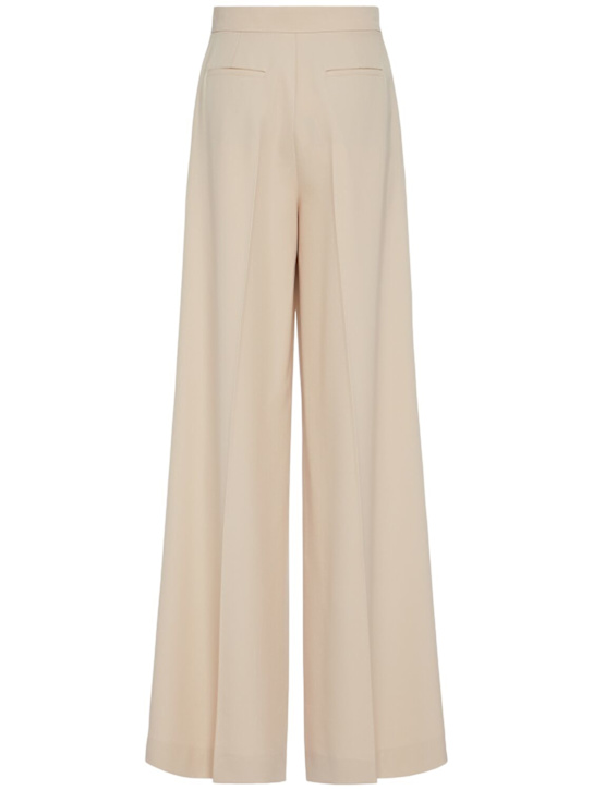 Max Mara: Ninfa gabardine wide pants - Light Beige - women_3 | Luisa Via Roma