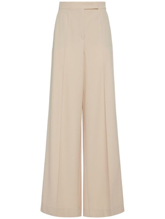 Max Mara: Ninfa gabardine wide pants - Light Beige - women_0 | Luisa Via Roma