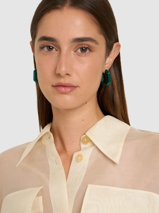 Swarovski: Mini Lucent crystal hoop earrings - Emerald - women_1 | Luisa Via Roma