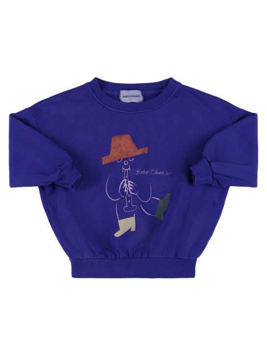 Bobo Choses: Printed organic cotton sweatshirt - Blue - kids-girls_0 | Luisa Via Roma