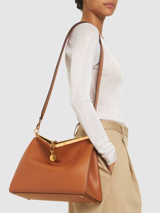 Etro: Large Vela leather shoulder bag - Bruciato - women_1 | Luisa Via Roma
