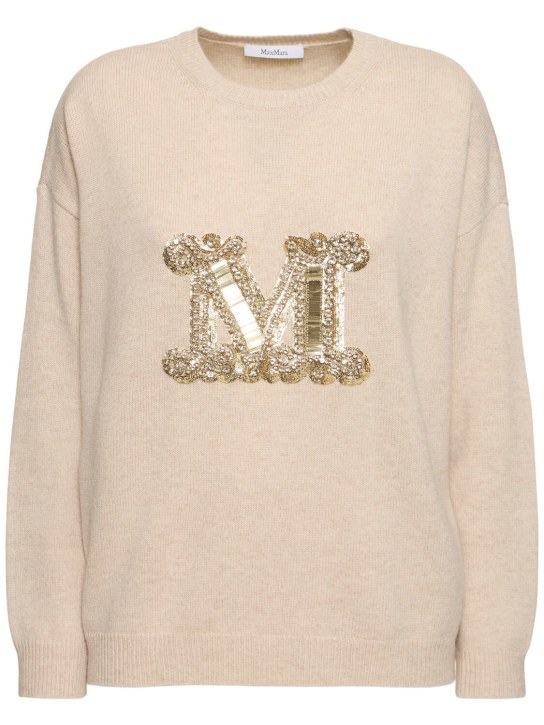 Max Mara: Vicolo wool knit logo sweater - Beige - women_0 | Luisa Via Roma