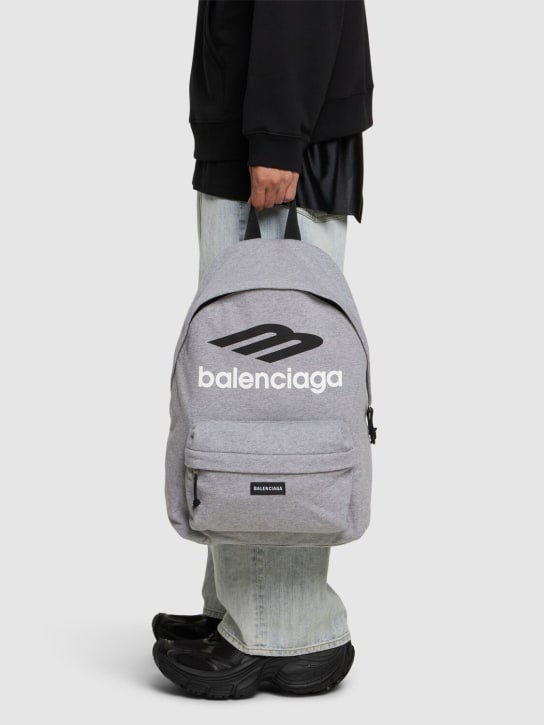 Balenciaga: Explorer cotton blend backpack - Heath Grey - men_1 | Luisa Via Roma