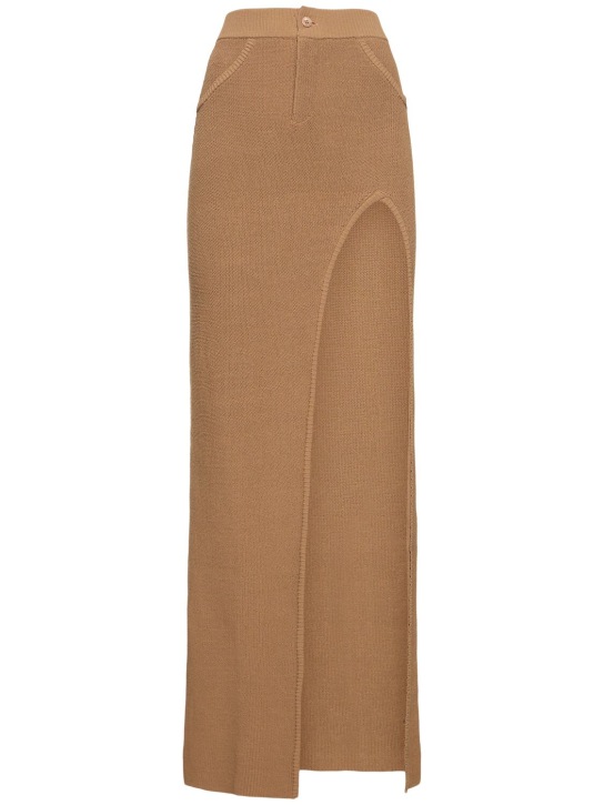 Aya Muse: Faye knitted cotton blend long skirt - Brown - women_0 | Luisa Via Roma