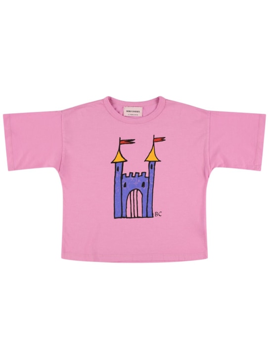 Bobo Choses: Castle print organic cotton t-shirt - Pink - kids-girls_0 | Luisa Via Roma