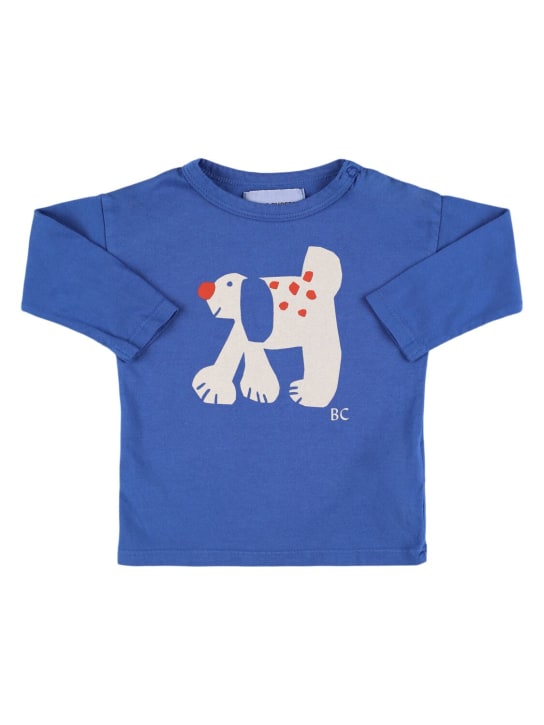 Bobo Choses: Dog print organic cotton t-shirt - Blue - kids-girls_0 | Luisa Via Roma