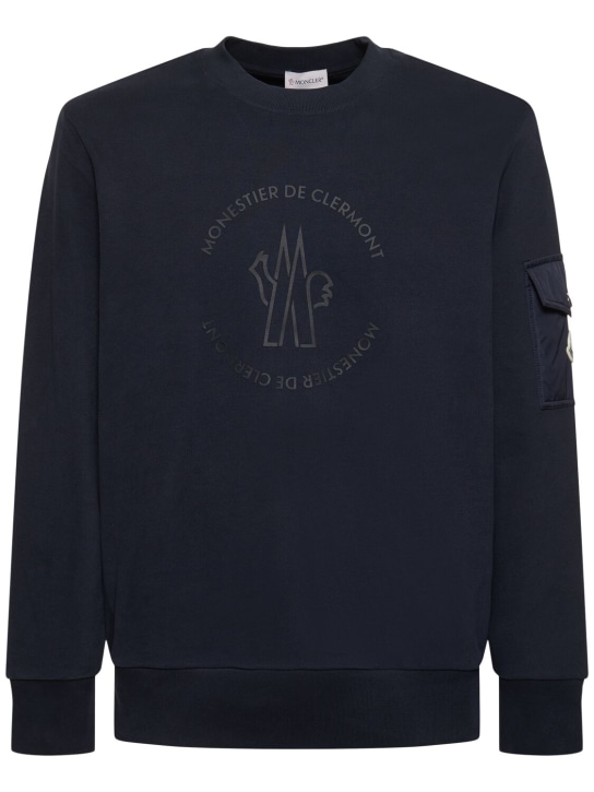 Moncler: Logo cotton sweatshirt - men_0 | Luisa Via Roma