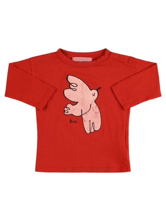 Bobo Choses: T-shirt in cotone organico stampato - Rosso - kids-girls_0 | Luisa Via Roma