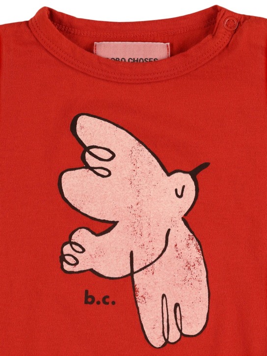 Bobo Choses: Bird print organic cotton t-shirt - Red - kids-girls_1 | Luisa Via Roma