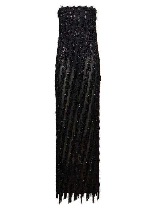 Stella McCartney: Fringed viscose blend long dress - women_0 | Luisa Via Roma