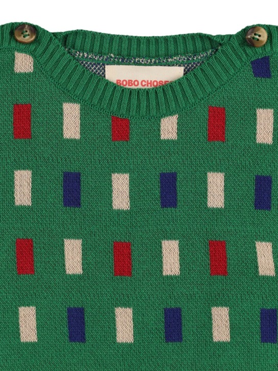 Bobo Choses: Organic cotton knit sweater - Green - kids-boys_1 | Luisa Via Roma