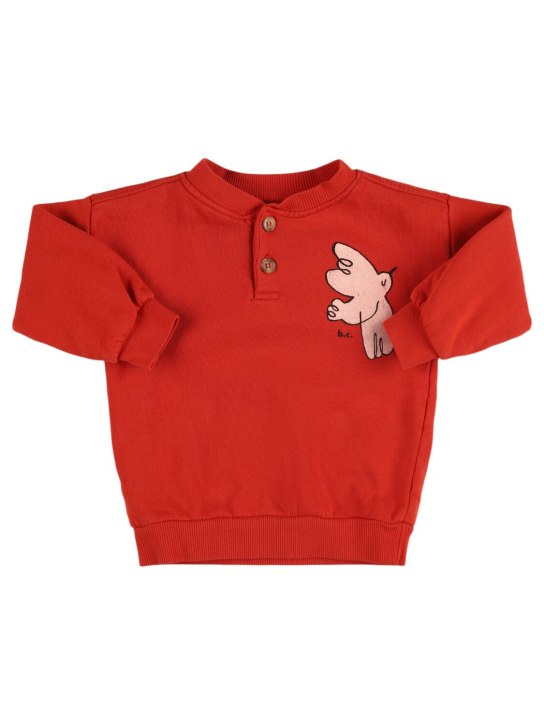 Bobo Choses: Felpa in cotone con stampa uccello - Rosso - kids-boys_0 | Luisa Via Roma