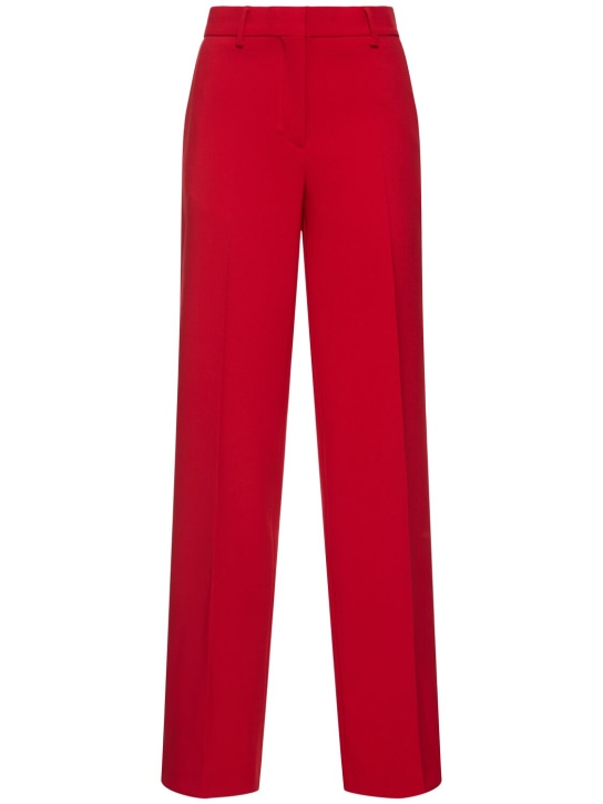 MSGM: Double crepe cady flared pants - Red - women_0 | Luisa Via Roma