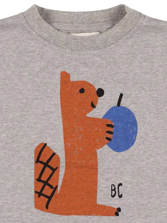 Bobo Choses: Squirrel print cotton t-shirt - Light Grey - kids-boys_1 | Luisa Via Roma