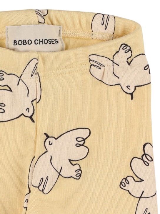 Bobo Choses: Birds print organic cotton leggings - Light Yellow - kids-girls_1 | Luisa Via Roma