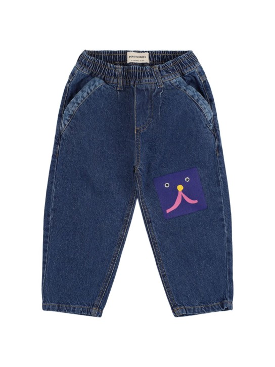 Bobo Choses: Printed cotton chambray jeans - Blue - kids-girls_0 | Luisa Via Roma