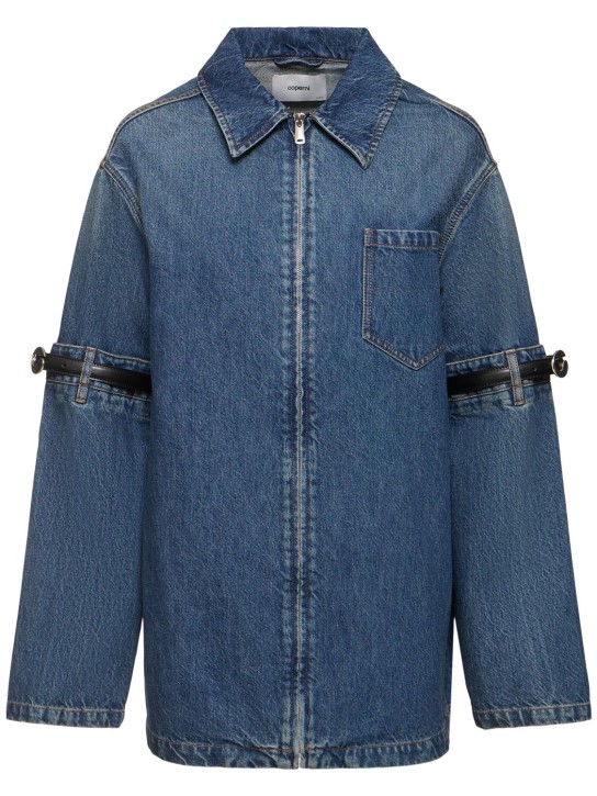 Coperni: Giacca Hybrid in denim di cotone - Blue Vintage - women_0 | Luisa Via Roma