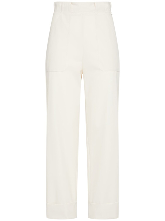 Max Mara: Palio cotton twill cropped pants - Ivory - women_0 | Luisa Via Roma
