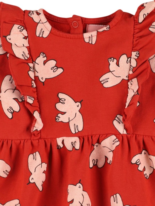 Bobo Choses: Bird print organic cotton dress - Red - kids-girls_1 | Luisa Via Roma