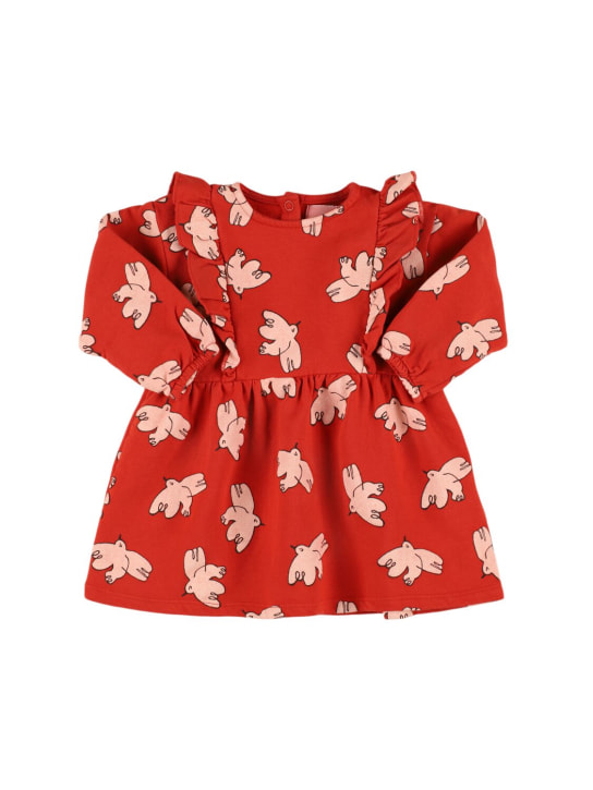 Bobo Choses: Bird print organic cotton dress - Red - kids-girls_0 | Luisa Via Roma