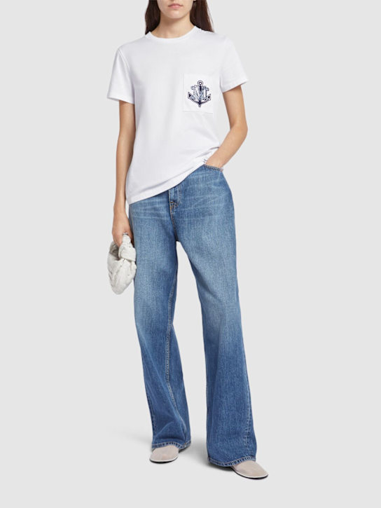 Max Mara: Acacia logo pocket jersey t-shirt - women_1 | Luisa Via Roma