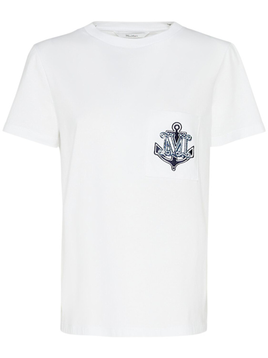 Max Mara: Acacia logo pocket jersey t-shirt - women_0 | Luisa Via Roma