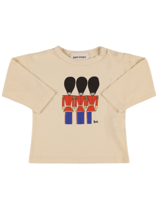 Bobo Choses: Soldier print organic cotton t-shirt - White - kids-girls_0 | Luisa Via Roma