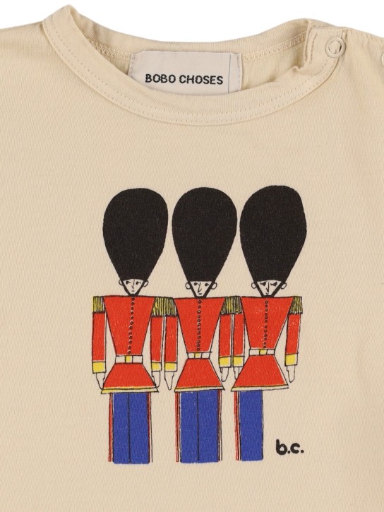 Bobo Choses: Soldier print organic cotton t-shirt - White - kids-boys_1 | Luisa Via Roma