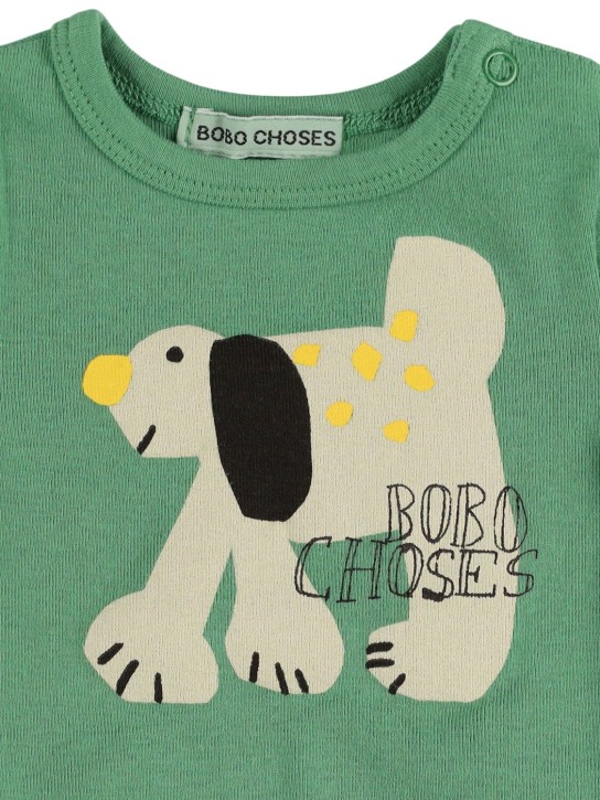 Bobo Choses: Dog print organic cotton bodysuit - Green - kids-boys_1 | Luisa Via Roma