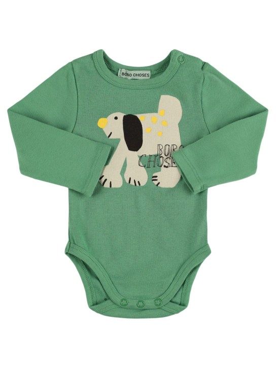 Bobo Choses: Body en coton biologique imprimé chien - Vert - kids-boys_0 | Luisa Via Roma