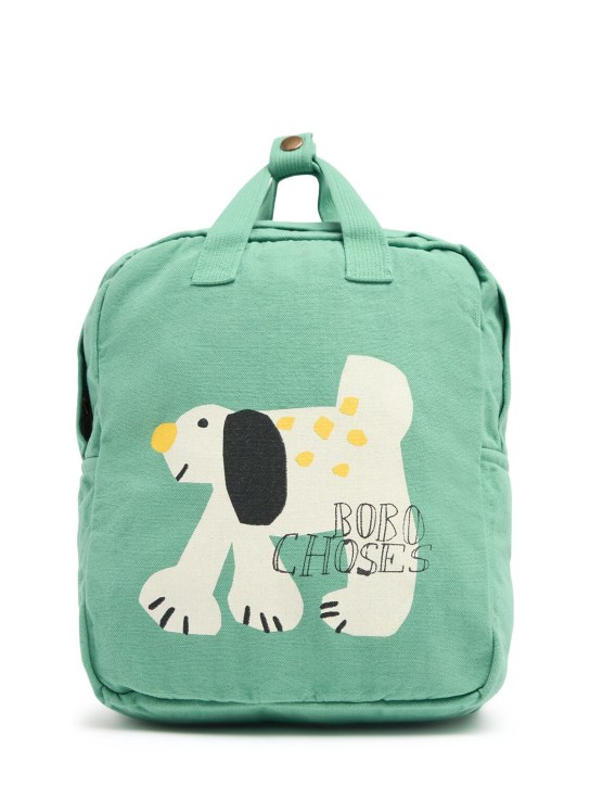 Bobo Choses: Dog print cotton backpack - Green - kids-boys_0 | Luisa Via Roma