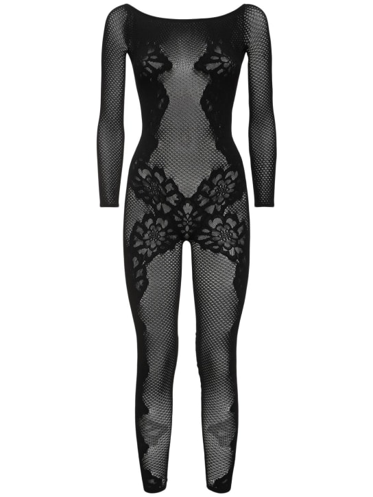 Wolford: Lace Tattoo jumpsuit - Black - women_0 | Luisa Via Roma