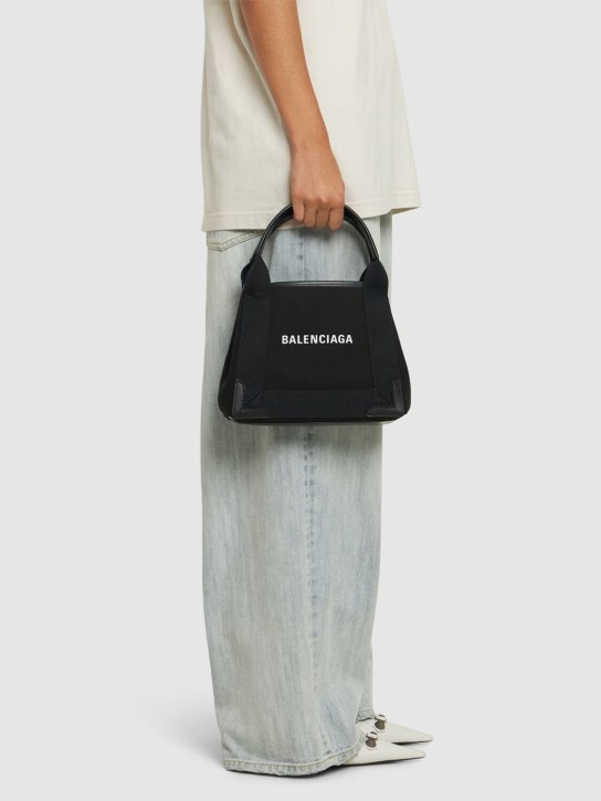 Balenciaga: Bolso XS Cabas Naby de algodón - Negro - women_1 | Luisa Via Roma