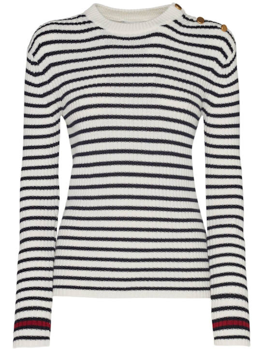 Max Mara: Lari striped rib wool sweater - women_0 | Luisa Via Roma