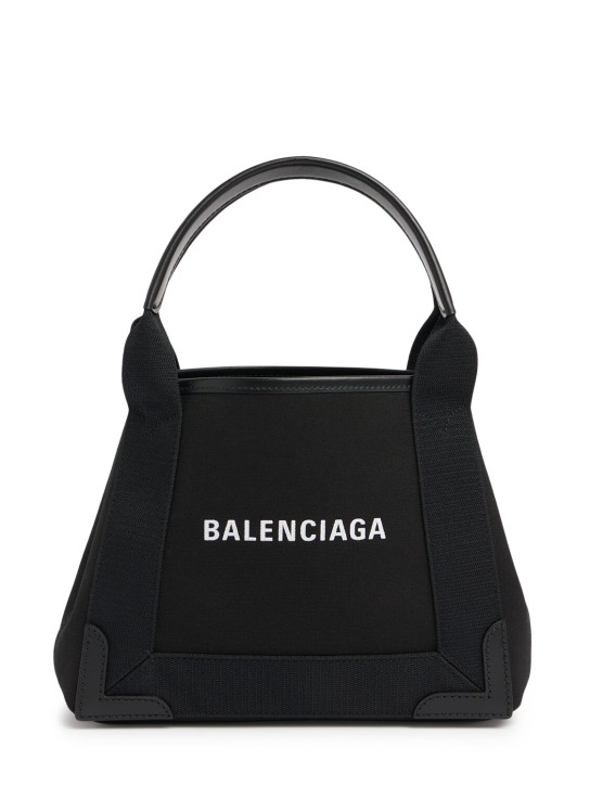 Balenciaga: Bolso XS Cabas Naby de algodón - Negro - women_0 | Luisa Via Roma