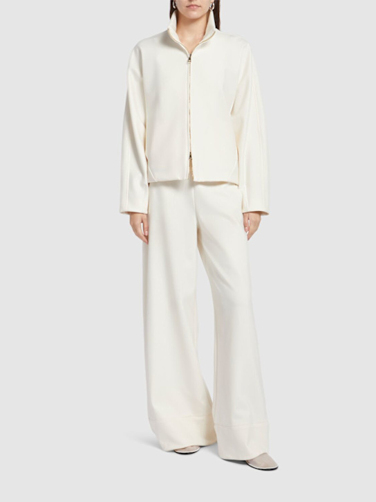 Max Mara: Plava neoprene zip jacket - women_1 | Luisa Via Roma